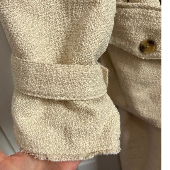 Future Collective Collab NWT Neutral Beige  Fringe Trench Coat 2x - Picture 4 of 10